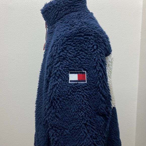 Tommy Hilfiger Women's Big Logo Color-Block Sherpa Full Zip Size Large Jacket - Picture 7 of 10